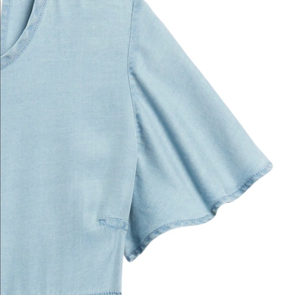 Banana Republic Flutter Sleeve Dress Tencel NWOT Super Soft Denim Sz 14 Adorable - Picture 7 of 10